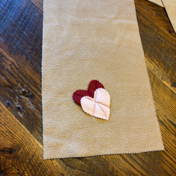 2 Cozy, Unique & Cute Handmade Fleece Scarves with Fleece Hearts - Picture 8 of 14